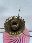 Fenton cranberry opalescent swirl glass lamp