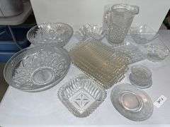 WEXFORD AND OTHER PRESSED GLASS SERVING PIECES