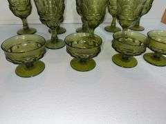 FOSTORIA ARGUS GREEN GOBLETS