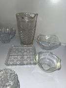 WEXFORD AND OTHER PRESSED GLASS SERVING PIECES