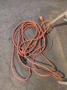 5’ wooden ladder, shop broom, bucket, and extension cord
