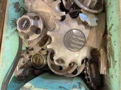 Large tote of miscellaneous hub caps and parts -Jeep, Lincoln, Ford and more
