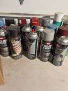 Large lot of used miscellaneous spray cans -Trunk paint, Vinyl dye, Fabric protector and many more