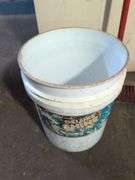 5’ wooden ladder, shop broom, bucket, and extension cord