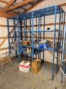 Large blue storage shelf 9’ long, 3’ deep, 7.5’ tall -Contents not included