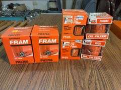 Flat of Fram oil filters - see photos