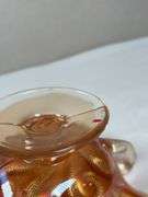 Dugan Marigold Carnival Glass Question Mark Pedestal Candy Dish