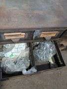 Metal hardware cabinet with nuts and bolts