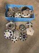 Tote of miscellaneous hubcaps/center caps - Chevy, Toyota, and more