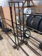 Metal tire rack on wheels - 86" x 14" x 75"
