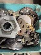 Large tote of hub caps and parts -Honda, Mazda, Nissan and more