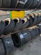 Metal tire rack - 21' x 18" x 7' - stored outside, contents not included