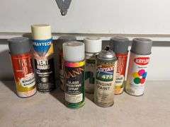 (8) spray cans -Engine enamel, spray paint, vent magic and more