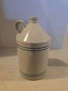BLUE RINGED CROCK JUG GOOD 12" TALL