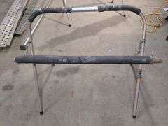 (2) portable work stands, metal top, creeper mat