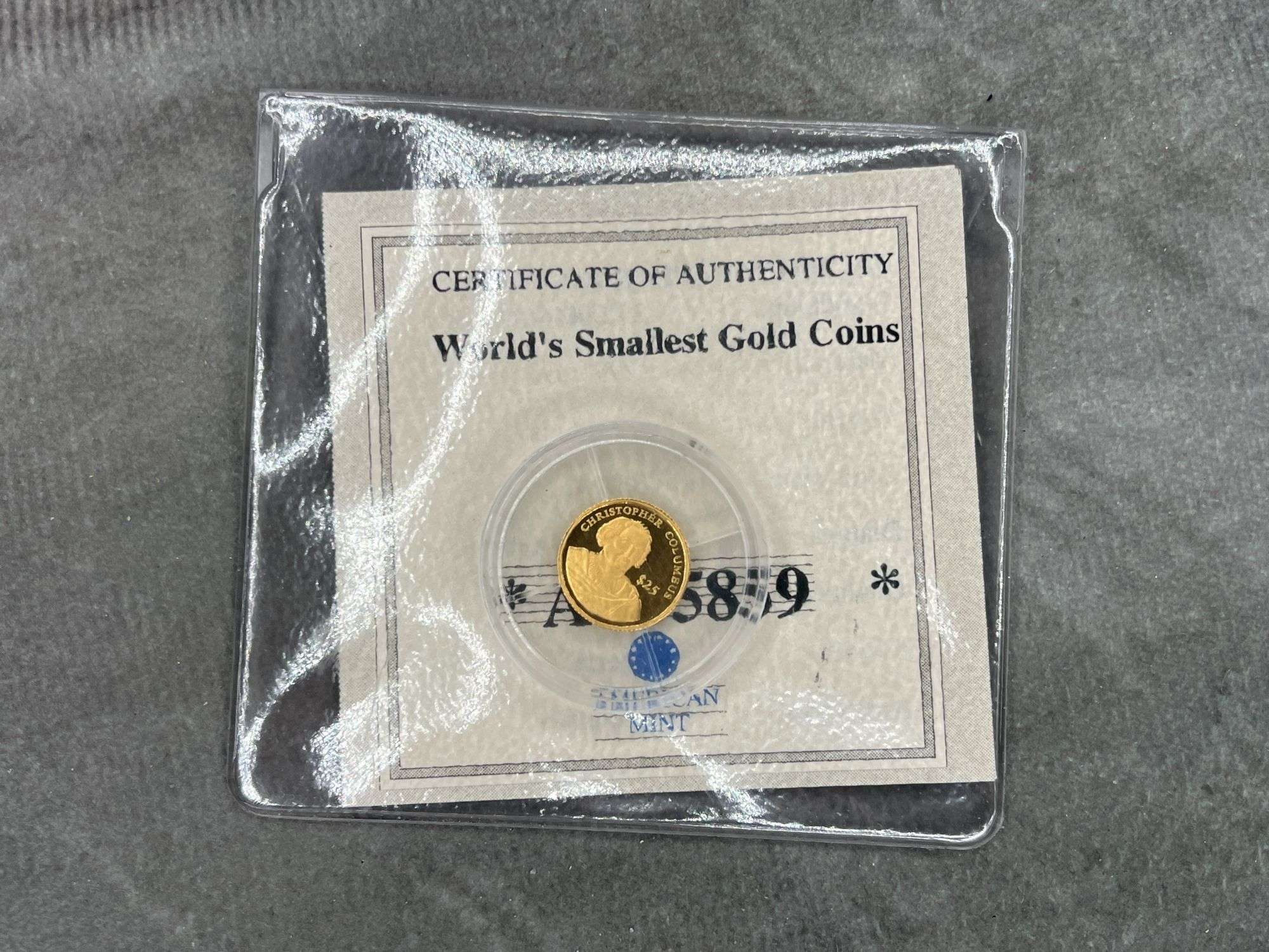 2000 $25 .999 World’s Smallest Gold Coin