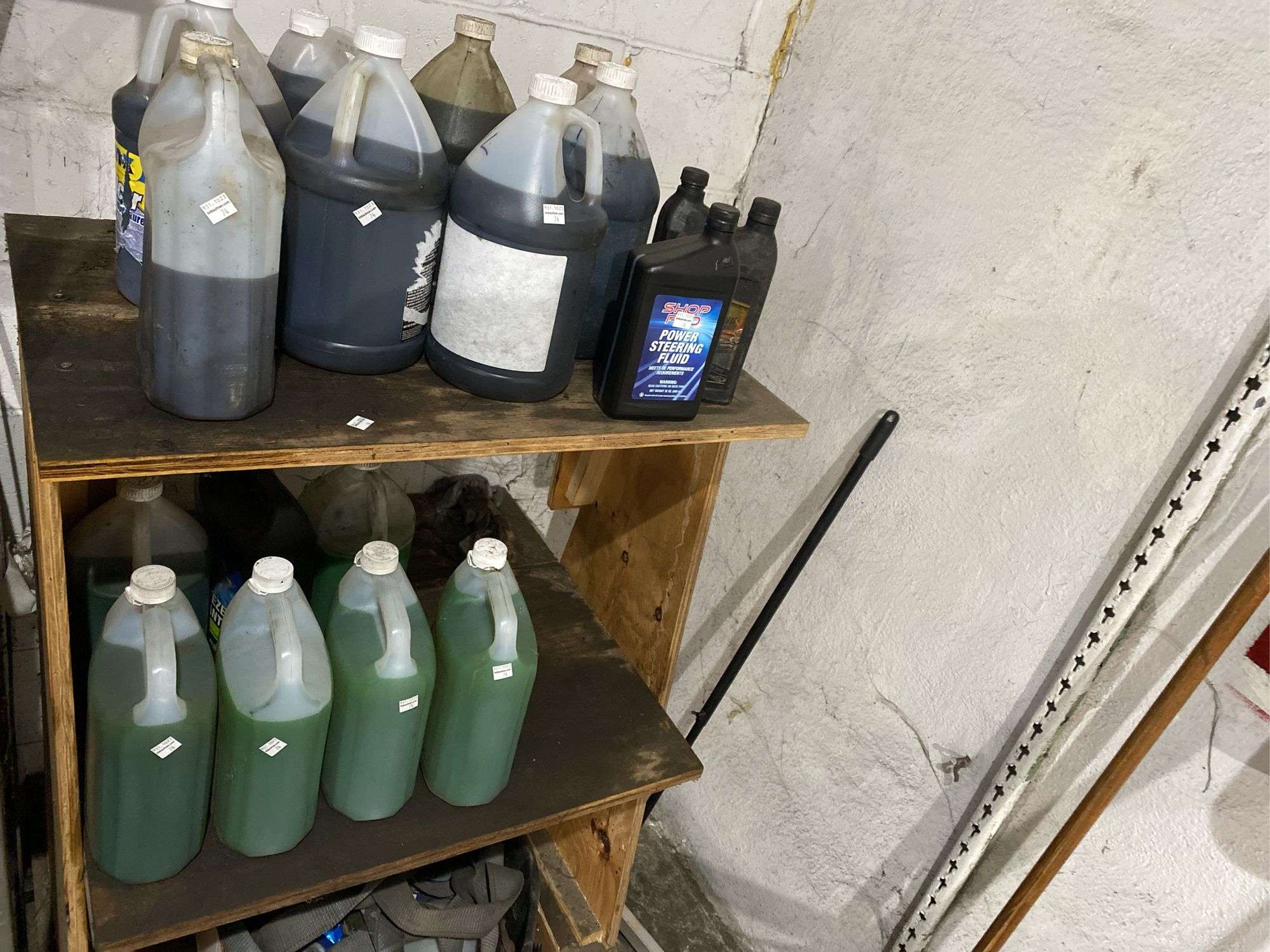 Wooden shelf with Oil & Antifreeze