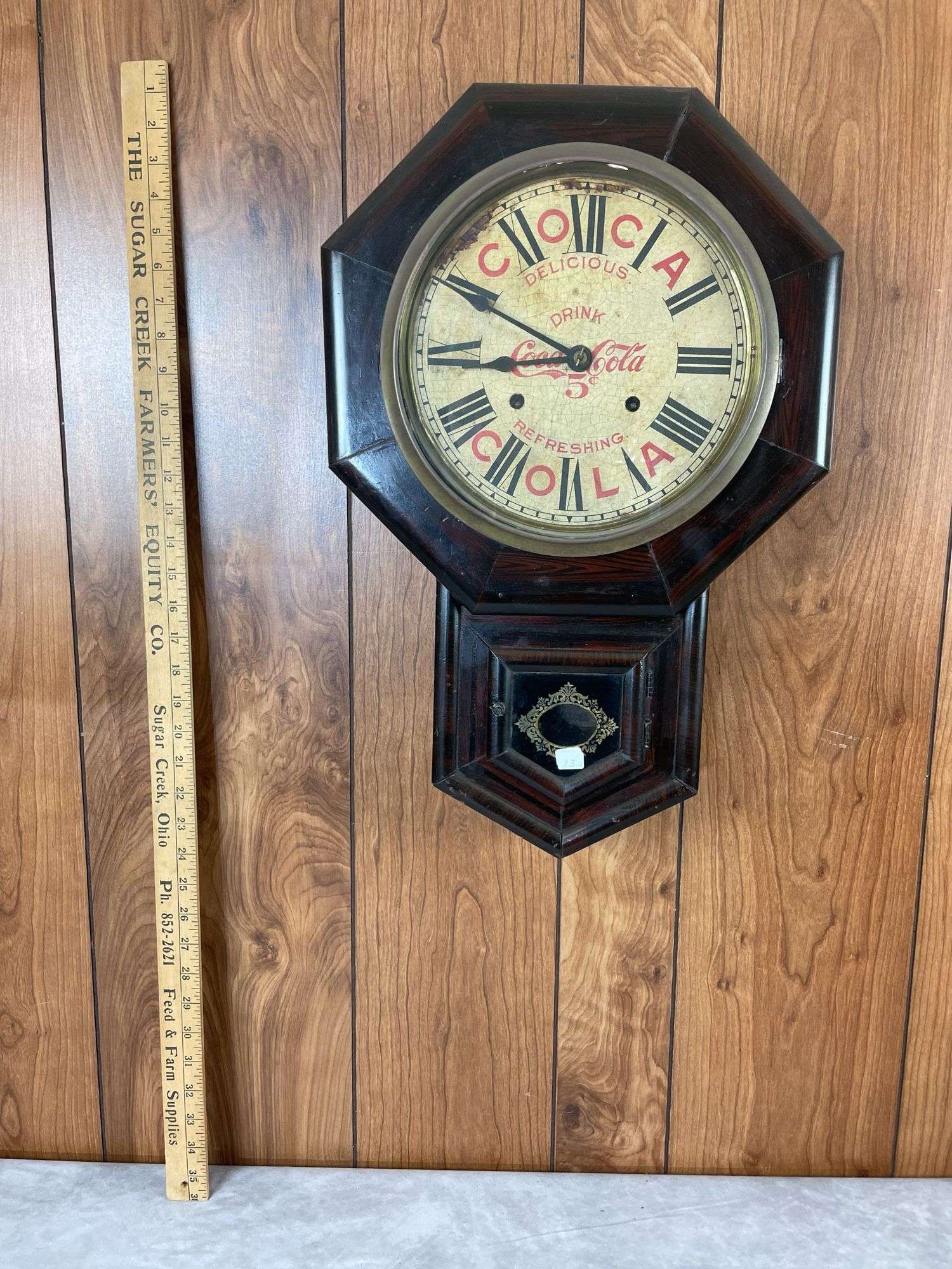 Waterbury mini school house original coke face rosewood wall clock