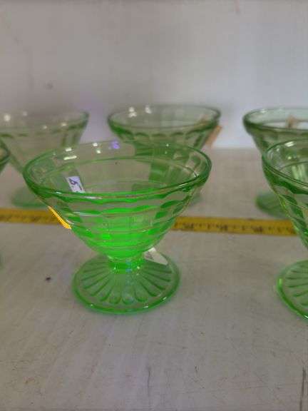 (8) Vintage Uranium Glass Dessert Cups