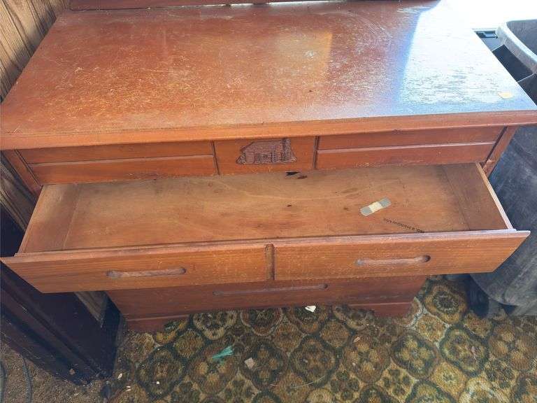 Vintage Wooden Dresser w/ Mirror