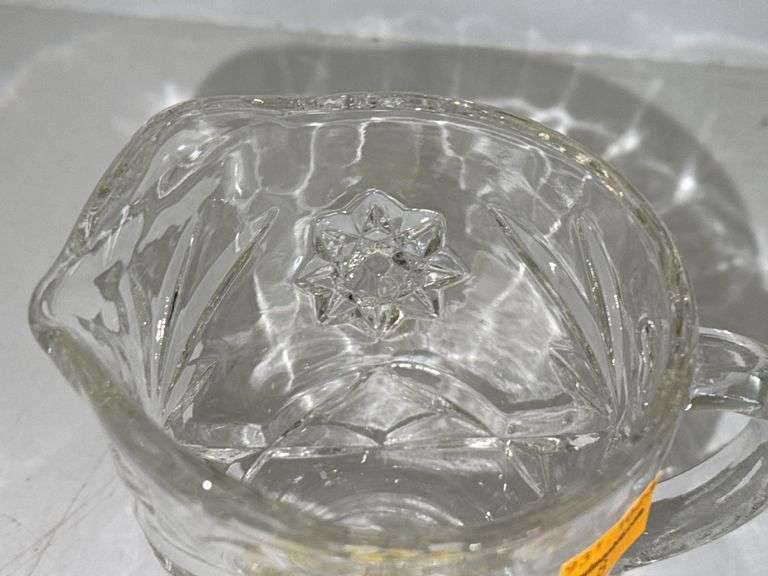 Anchor Hocking "Star of David" Pitcher, Vintage Anchor Hocking Star of David Early American Prescut 