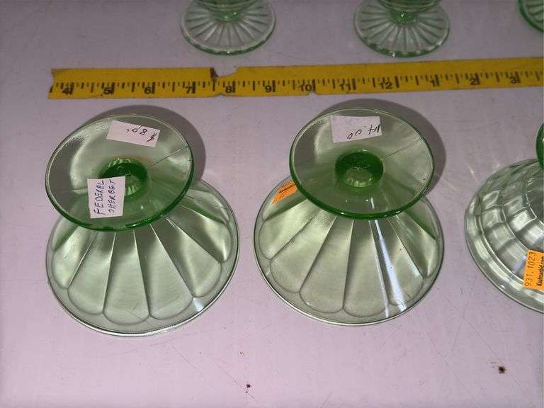 (8) Vintage Uranium Glass Dessert Cups