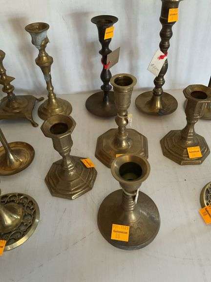 Assortment of Brass Candle Holders