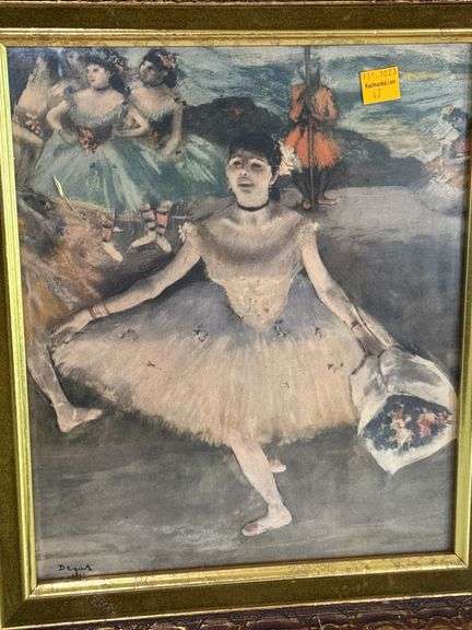 Kate Greenaway Colored Print in Frame and Vintage Edgar Degas Dancer Framed Print