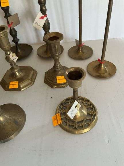 Assortment of Brass Candle Holders