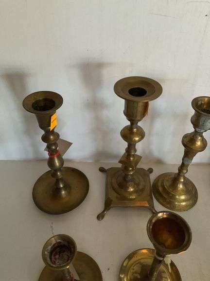 Assortment of Brass Candle Holders
