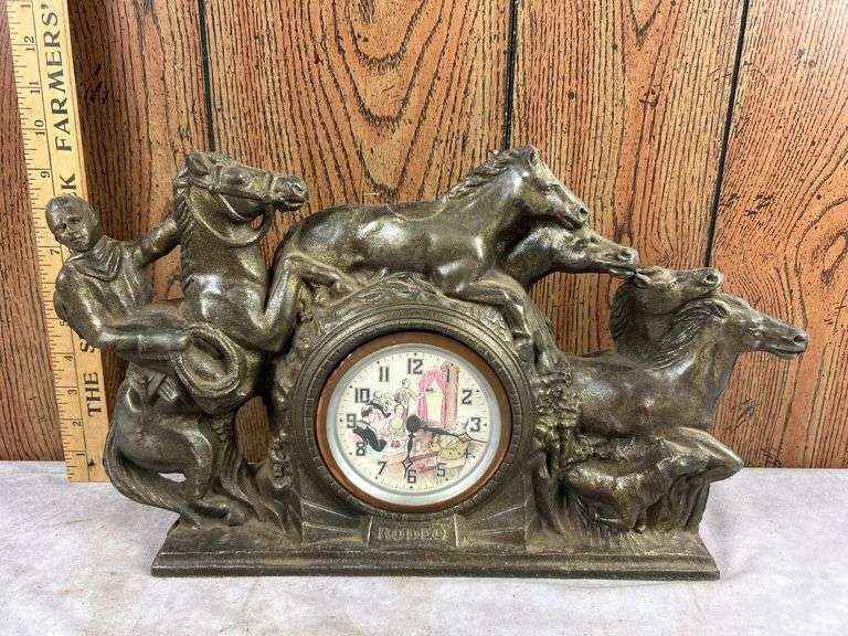 Rodeo mantel clock - Kaufman Realty & Auctions