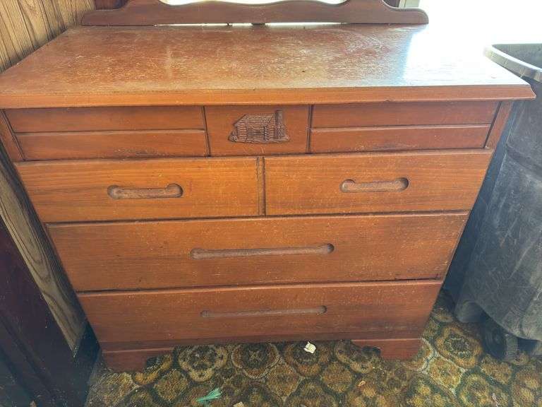 Vintage Wooden Dresser w/ Mirror