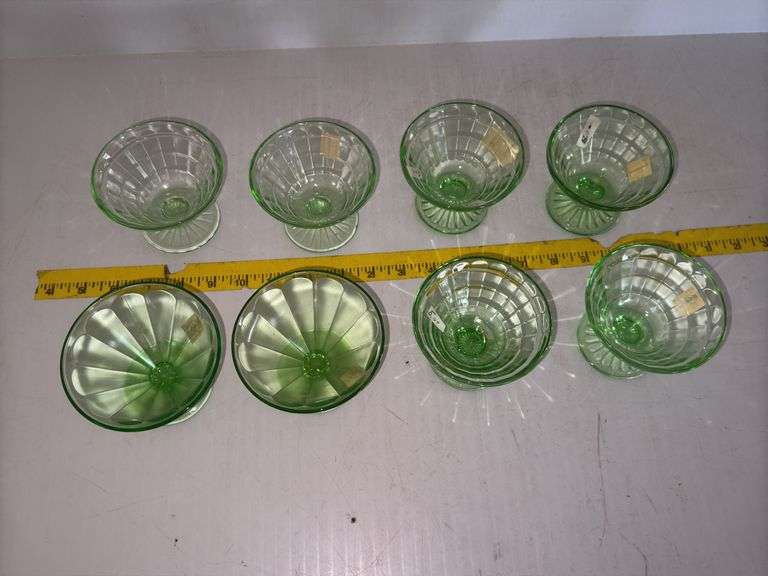 (8) Vintage Uranium Glass Dessert Cups