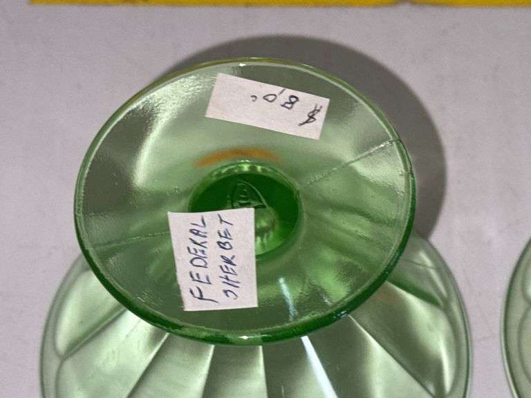 (8) Vintage Uranium Glass Dessert Cups