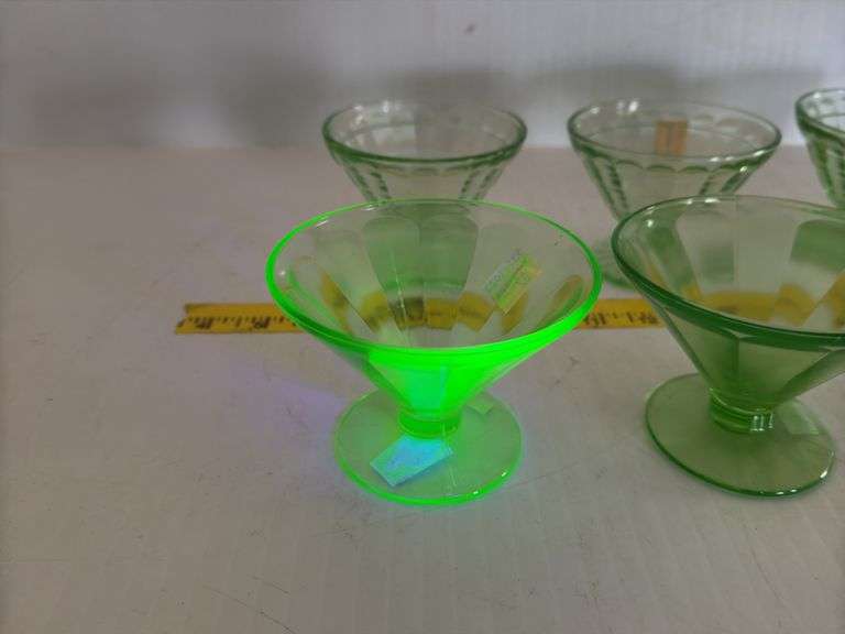(8) Vintage Uranium Glass Dessert Cups