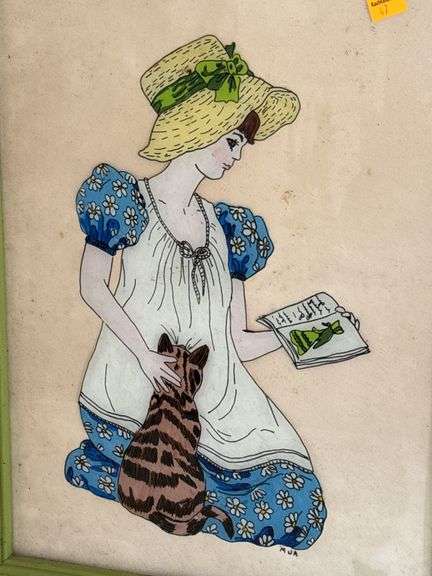Kate Greenaway Colored Print in Frame and Vintage Edgar Degas Dancer Framed Print