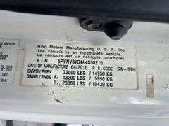 2010 Hino 338 Single Axle Dump Truck Vin# 5PVNV8JG4A4S50210