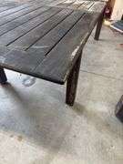 Vintage & Unique Wooden patio table 40”W 106”L w/ self storing leaves