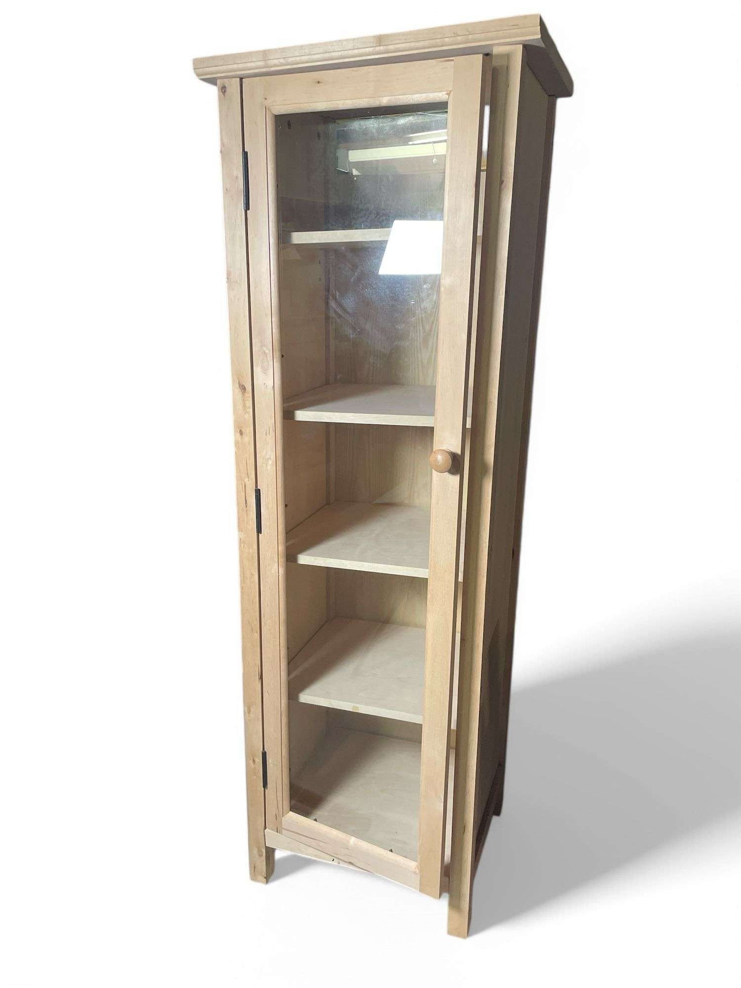 UNFINISHED DISPLAY CABINET  (leans - needs  repairs)