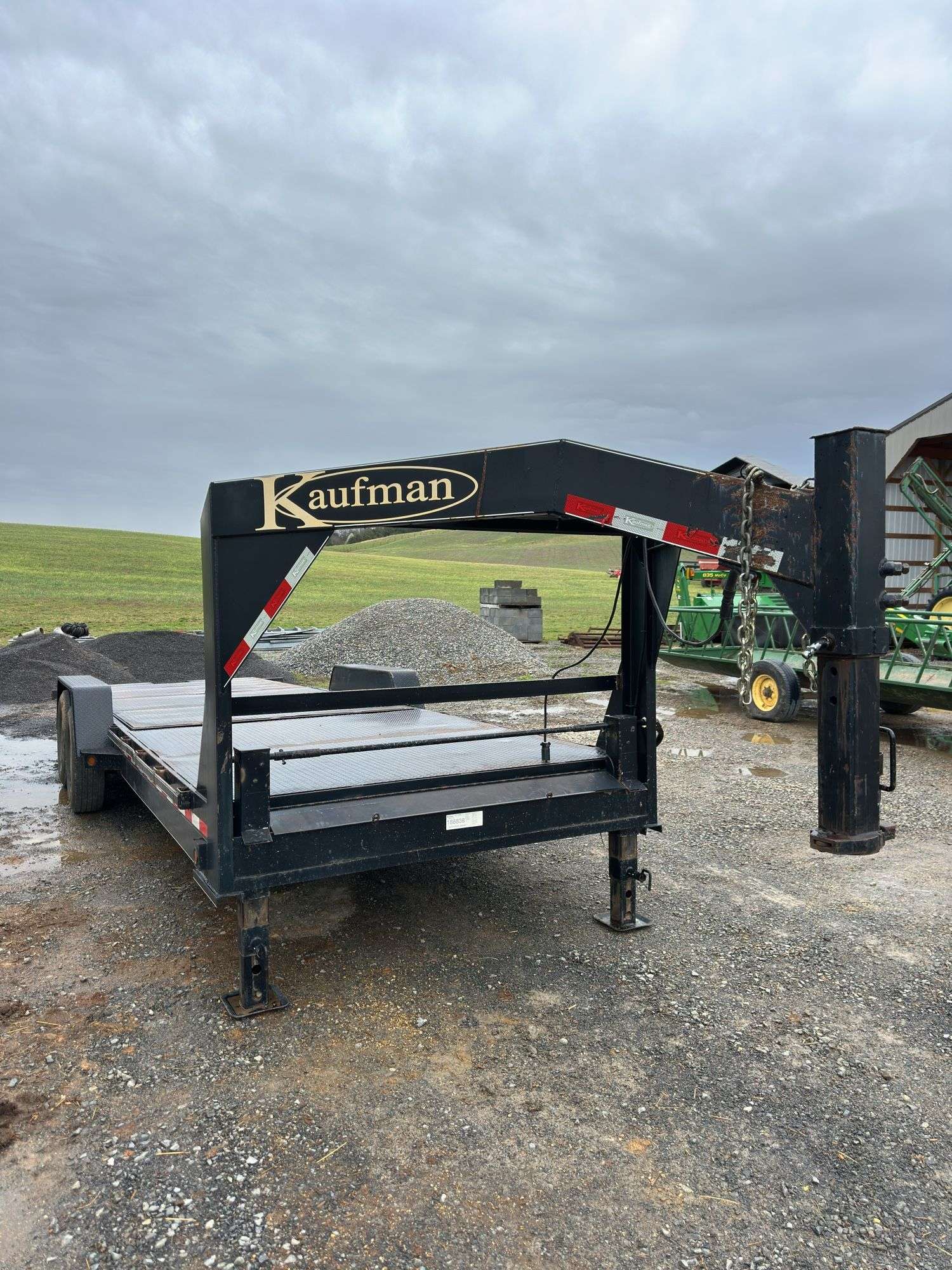 Kaufman 22 foot equipment deluxe tilt trailer with 14 foot dove, Twin jacks