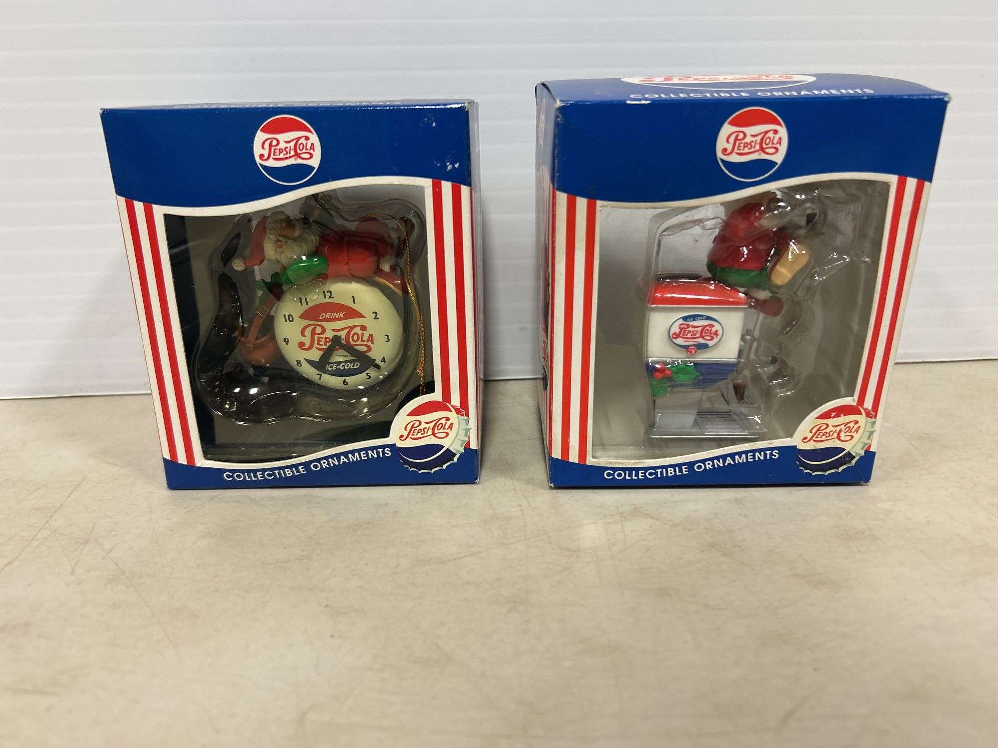 Christmas Ornament ( Santa Pepsi Machine ) & Christmas Ornament ( Santa on Clock )