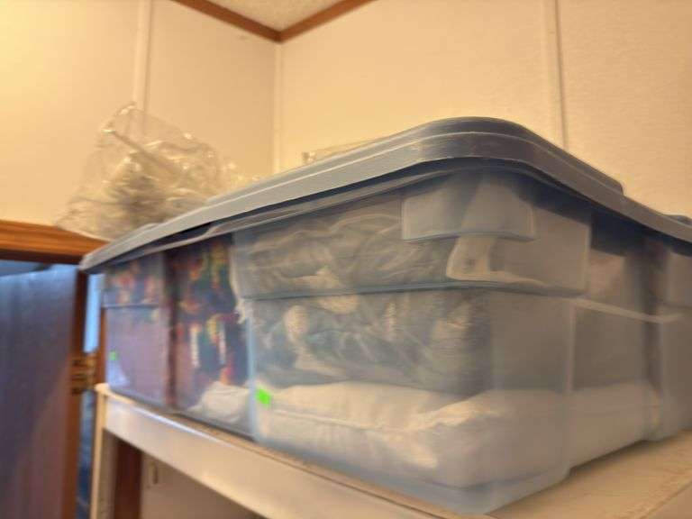 Tote with bedding and blankets
