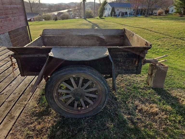 Wooden wheel vintage trailer