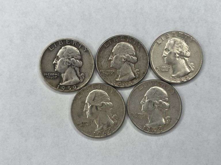 5 Washington Silver Quarters
