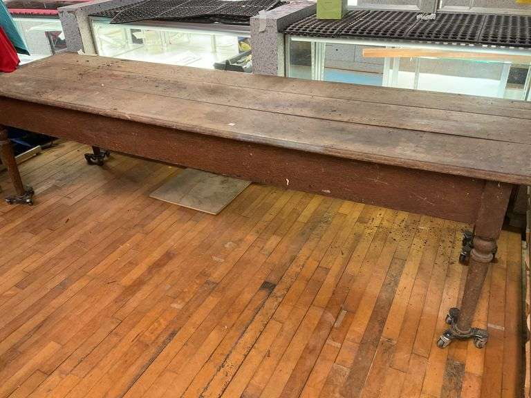 Vintage Wooden Table on Wheels