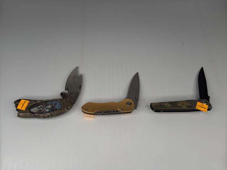 Military Camo Folding Pocket Knife, Appalachian Trail Folding Pocket Knife, and King Stone Collectio