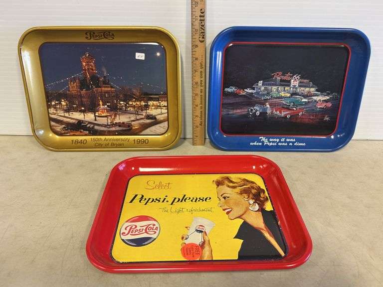 Tray 150th Anniv City of Bryan ( 1840-1990, Route 66 Dinner Tray & Select Pepsi Phanse Yello & Red T
