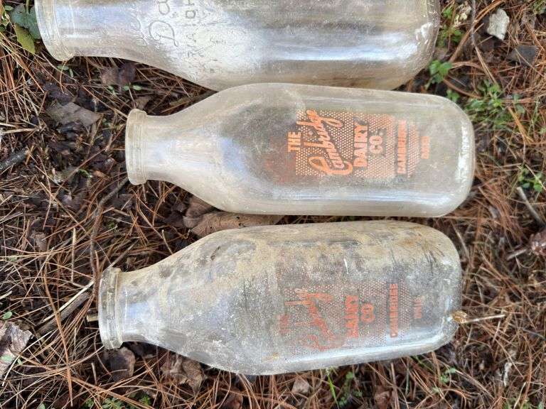 2 Cambridge Dairy Bottles and one Bauer Dairy Bottle
