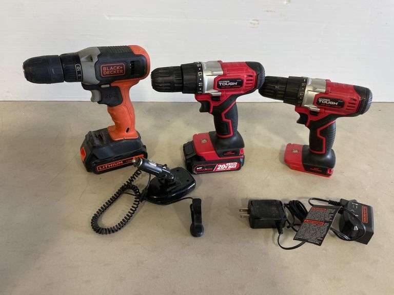 Black & decker battery drill & (2) Hyper tough battery drills w/ black