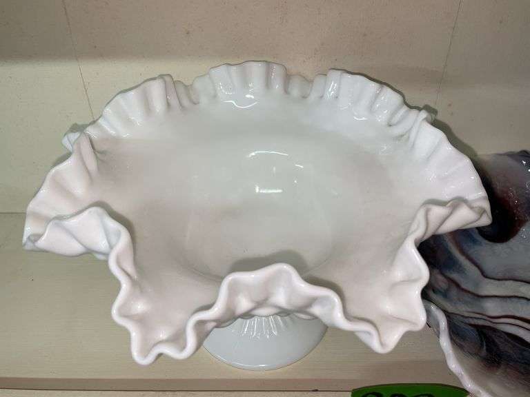 FENTON HOBNAIL MILK GLASS BOWL & FENTON ART GLASS BOWL